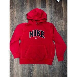 Vintage Nike Red Logo Hoodie Size Youth Large